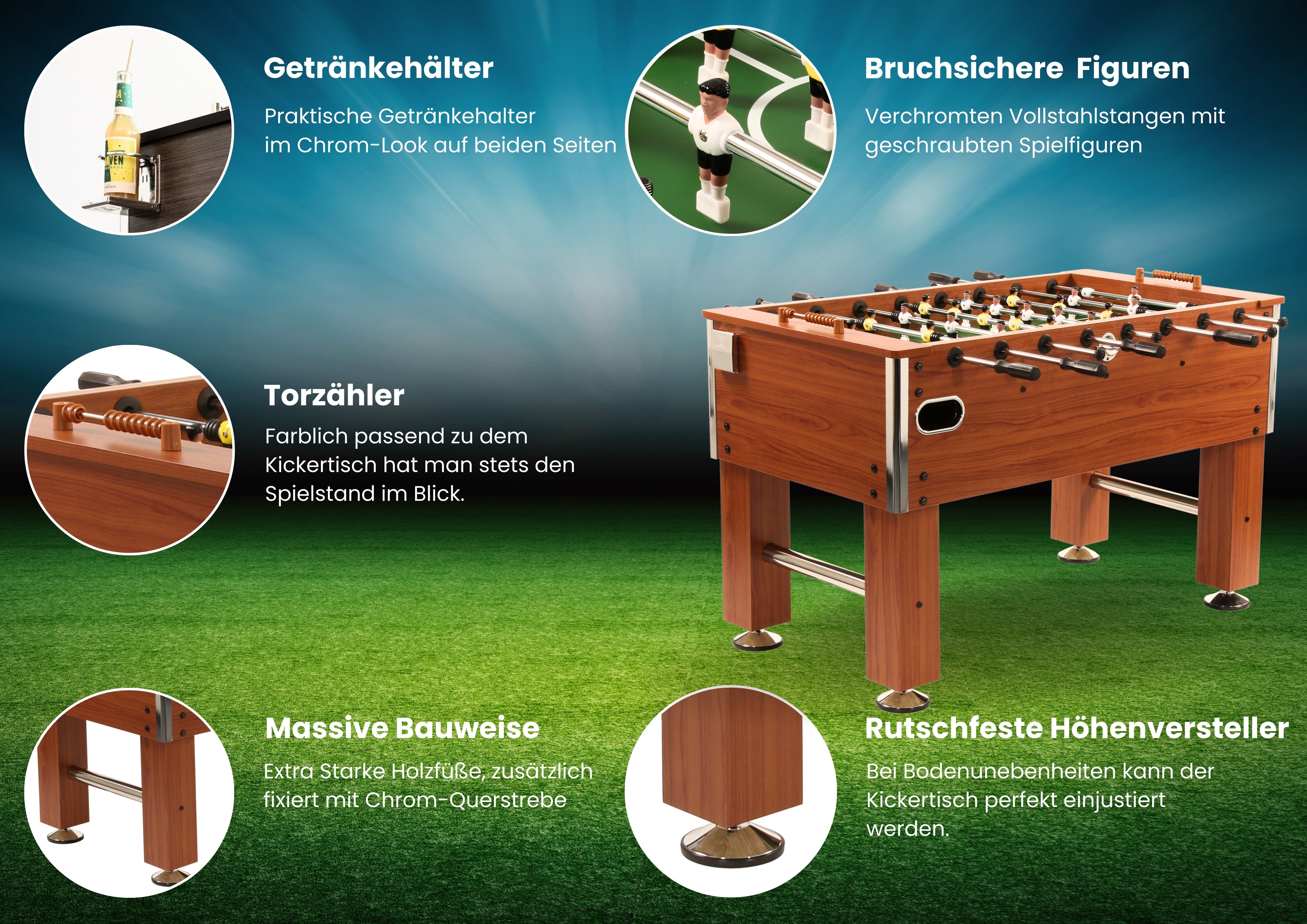 Tischkicker Profi Soccer Deluxe - Holzdekor