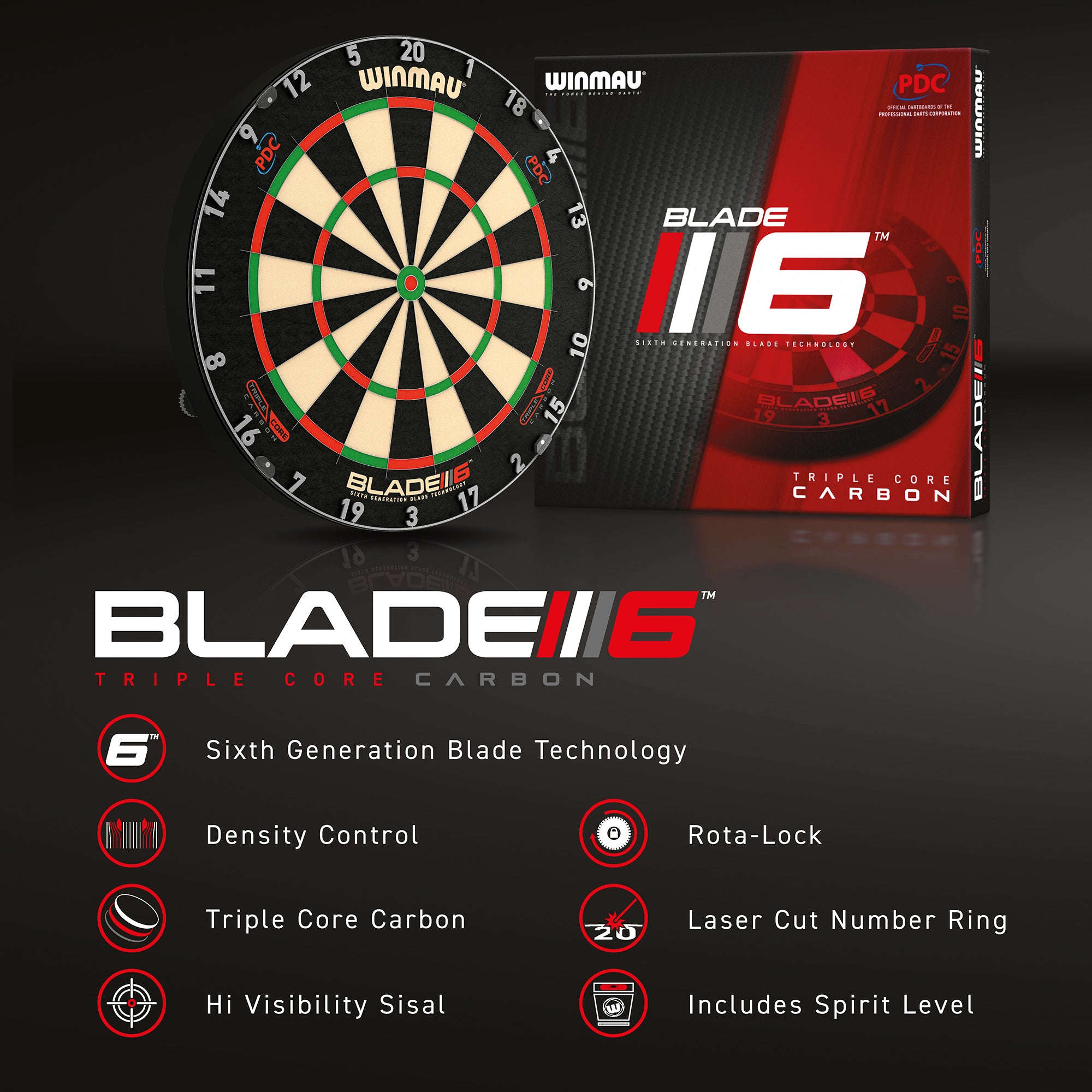 Winmau - Dartboard - Blade 6 Triple Core Carbon PDC