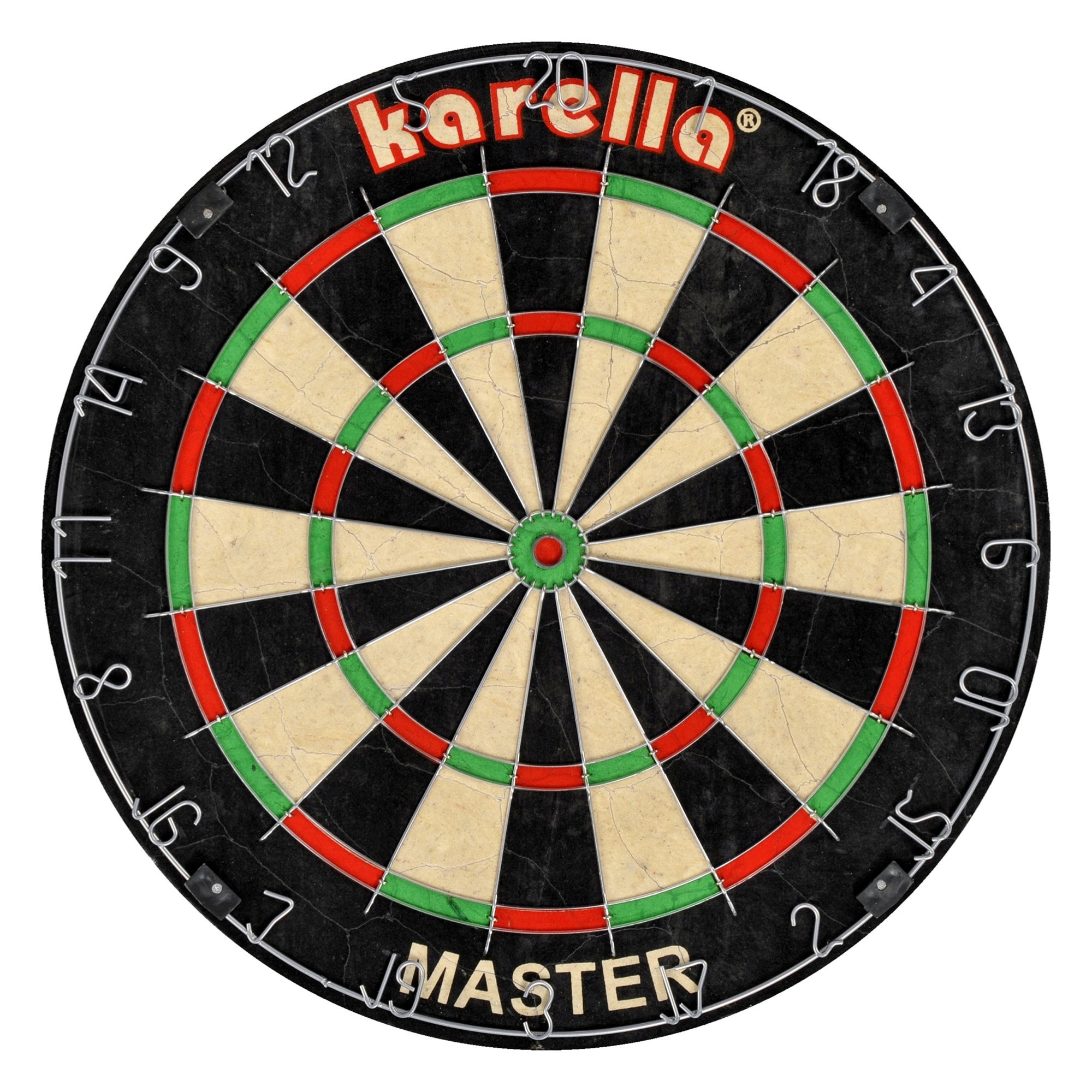 Karella - Dartboard Master im Set inkl. 2 Satz Karella Steeldarts und Karella Abwurflinie