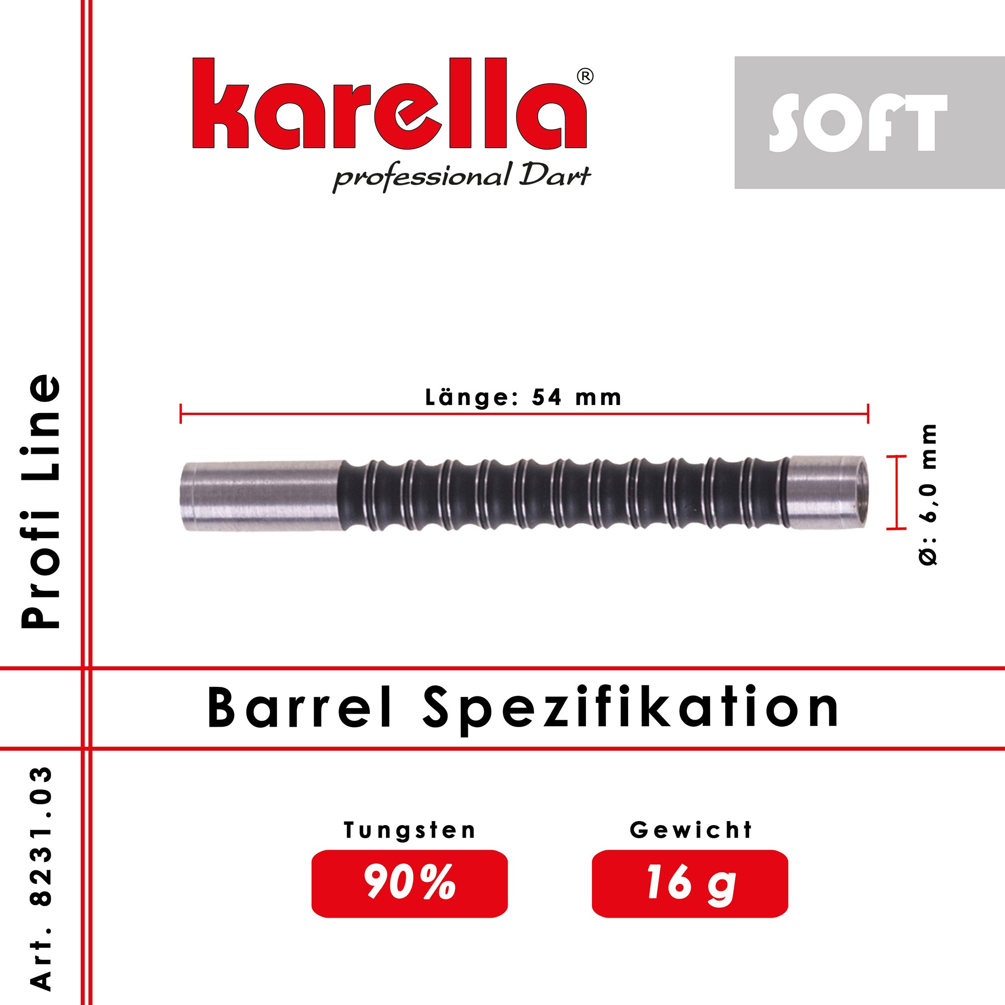 Karella - Softbarrel - Profi Line PLS-03 90% Tungsten 16 gr.