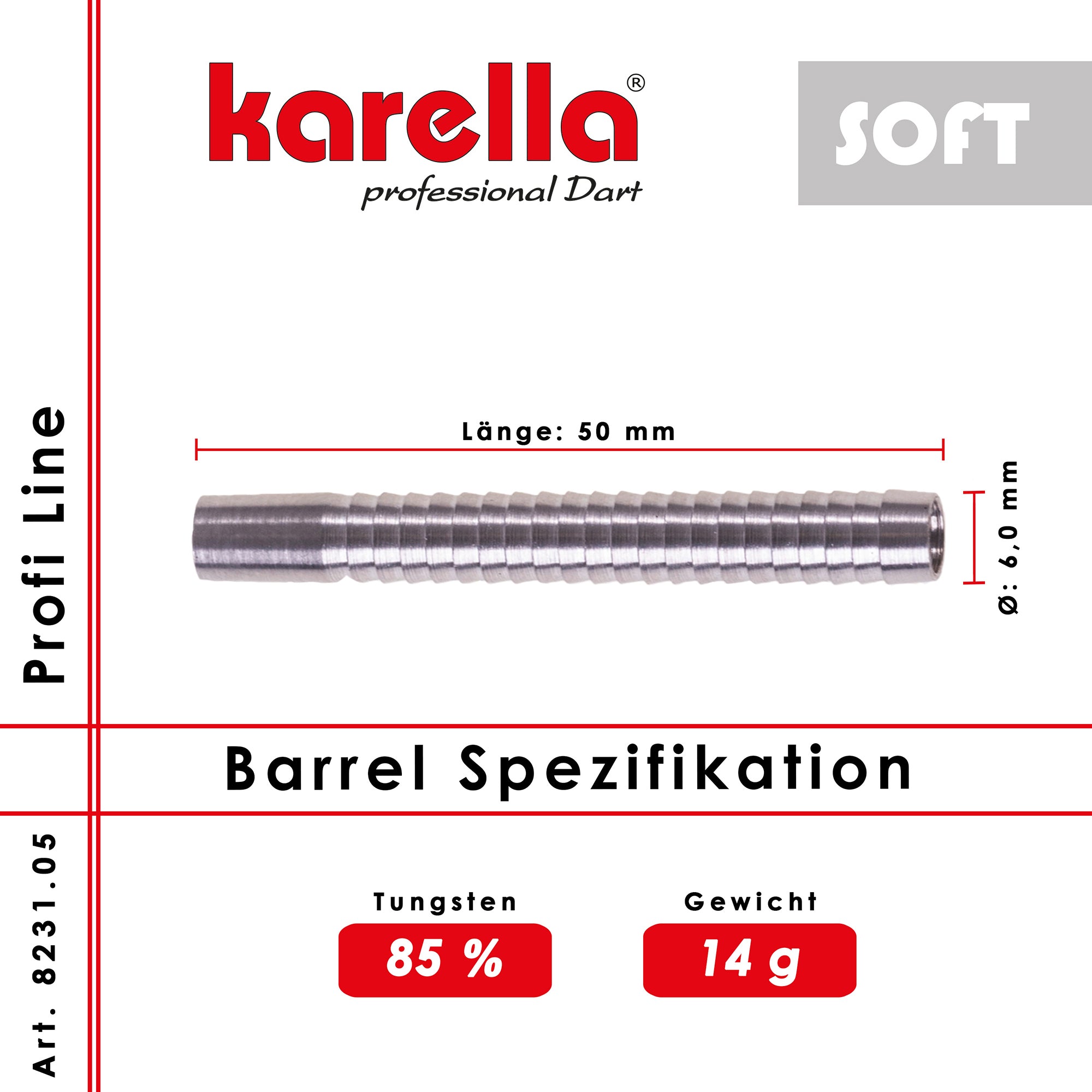 Karella - Softbarrel - Profi Line PLS-05 85% Tungsten 14 gr.