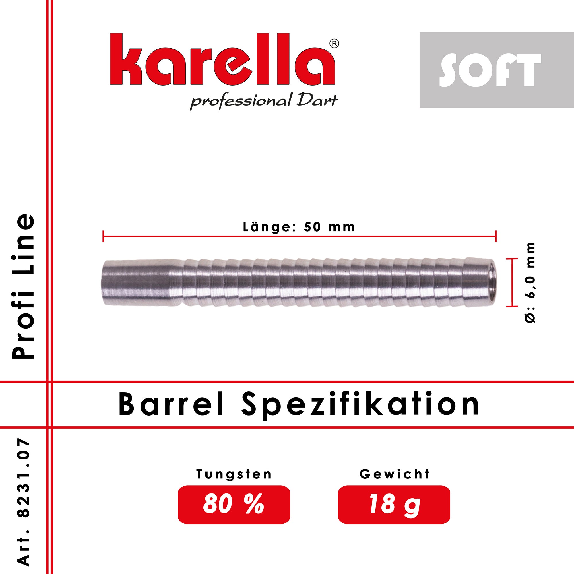 Karella - Softbarrel - Profi Line PLS-07 80% Tungsten 18 gr.