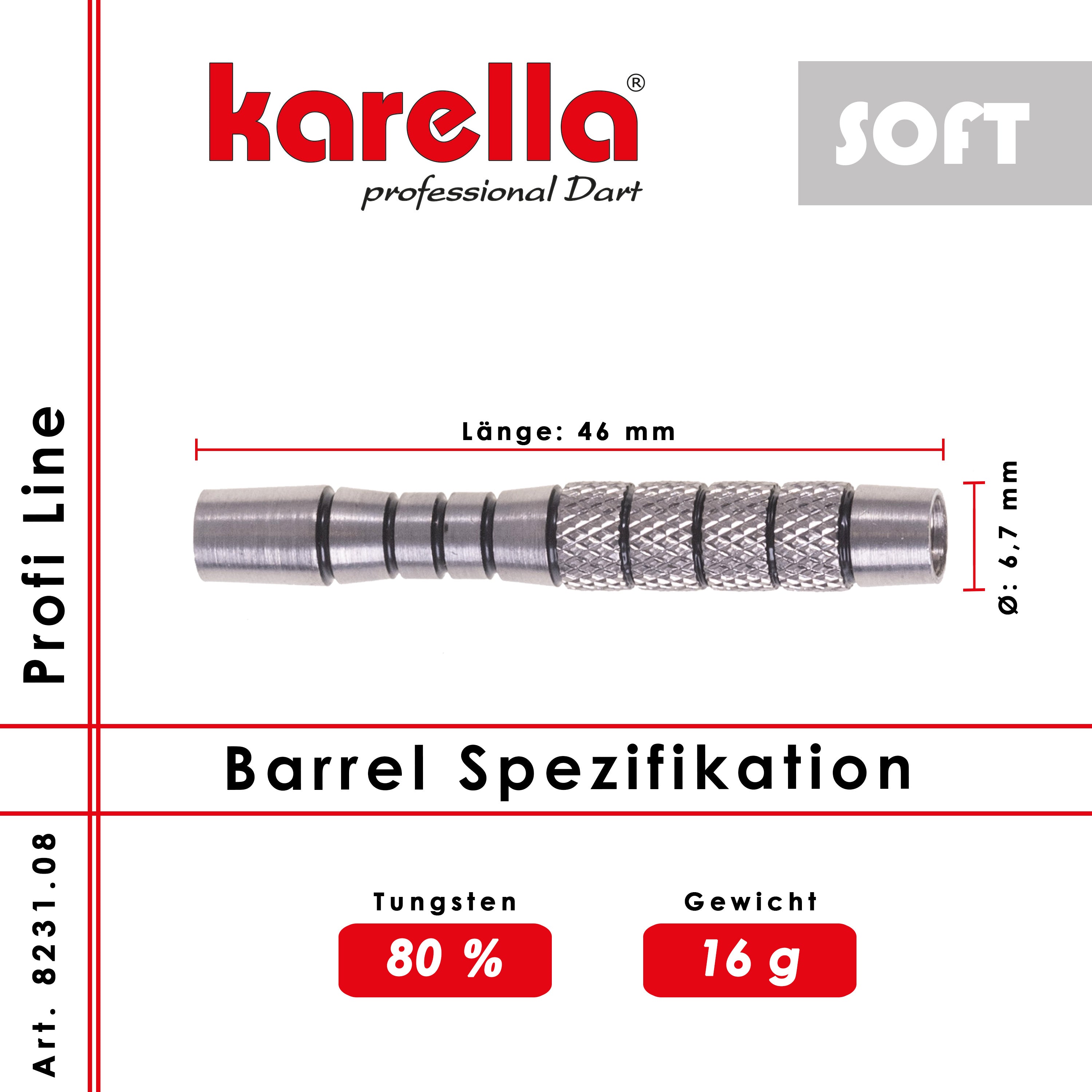 Karella - Softbarrel - Profi Line PLS-08 80% Tungsten 16 gr.