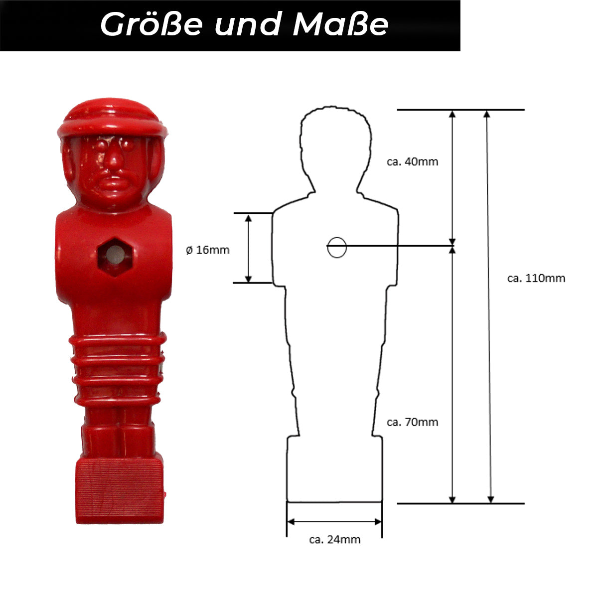 Bandito - Kickerfigur MasterCup rot für 16 mm Kickerstangen (11 St.)