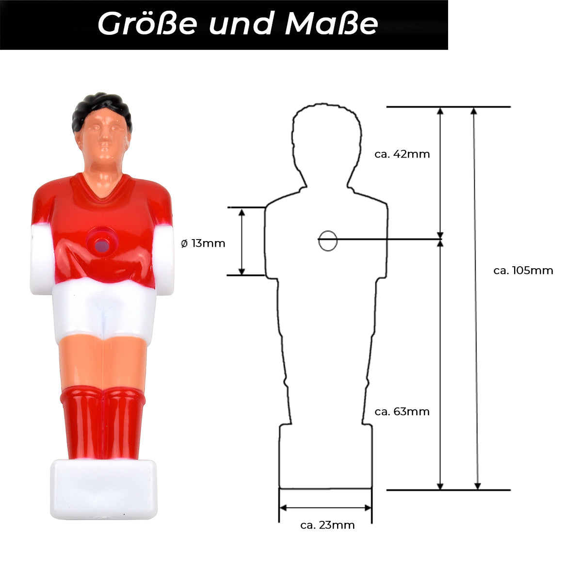 Bandito - Kickerfigur Hobby rot für 13 mm Kickerstangen (11 St.)