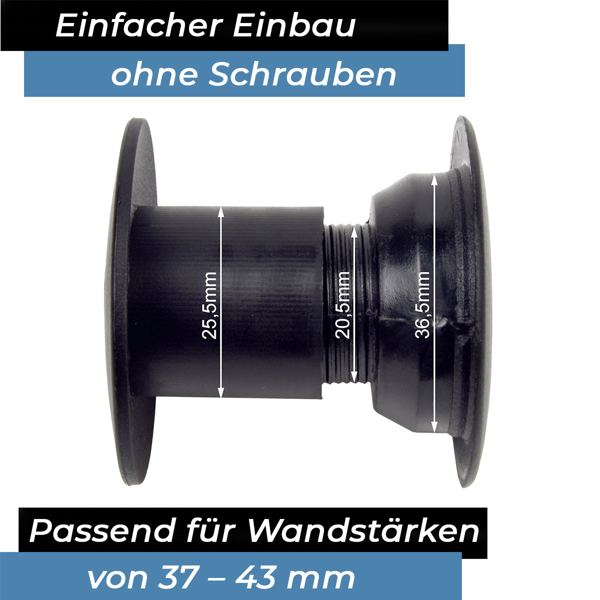 Bandito - Kugellager Universal für 16 mm Kickerstange Seitenwände 37 - 43 mm Stangenset (2 St.)