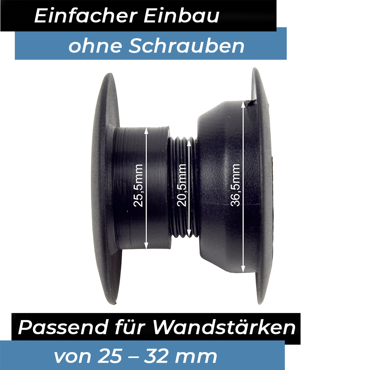 Bandito - Kugellager Universal für 16 mm Kickerstange Seitenwände 25 - 32 mm Tischset (16 St.)