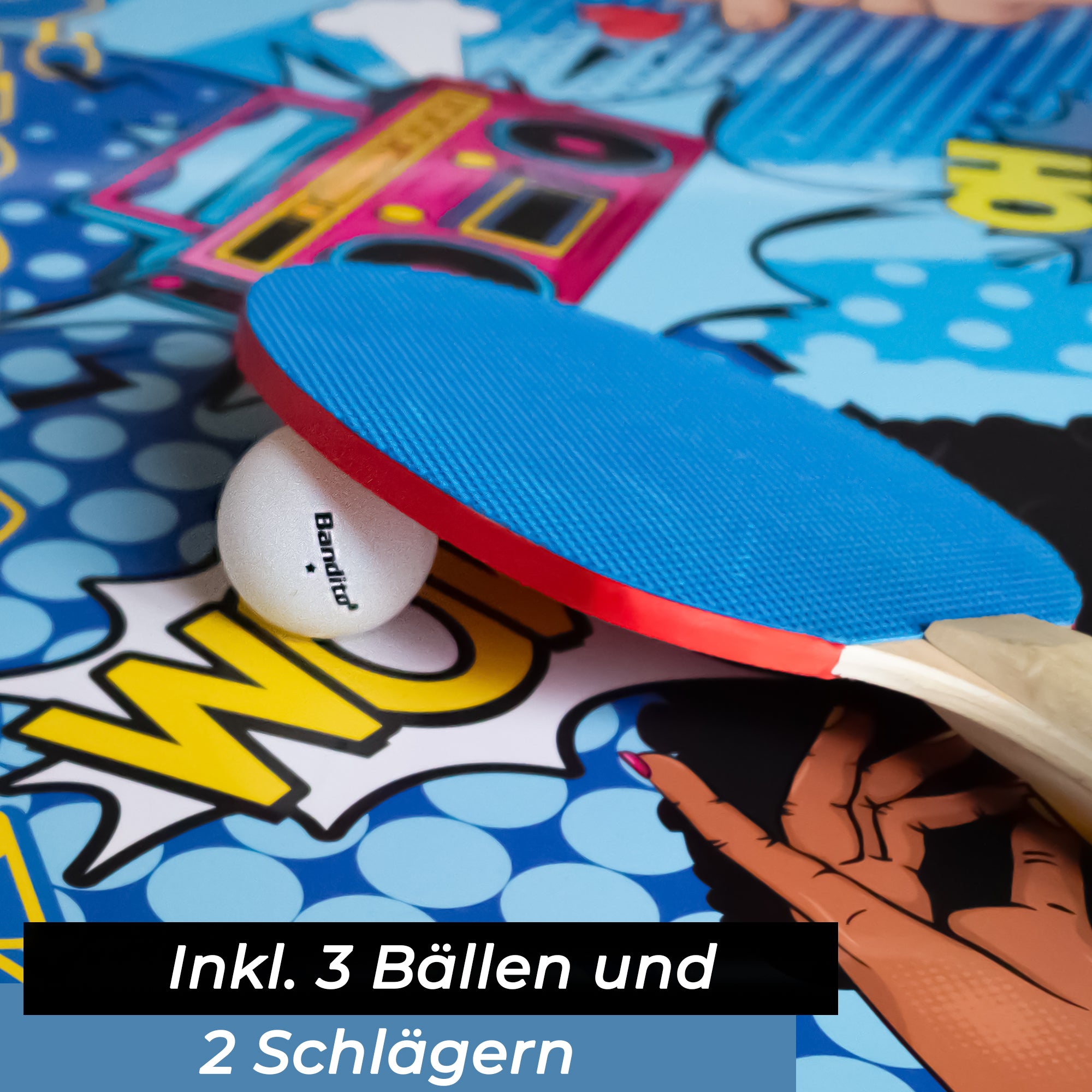 Bandito – Mini-Tischtennisplatte Comic Style, klappbar