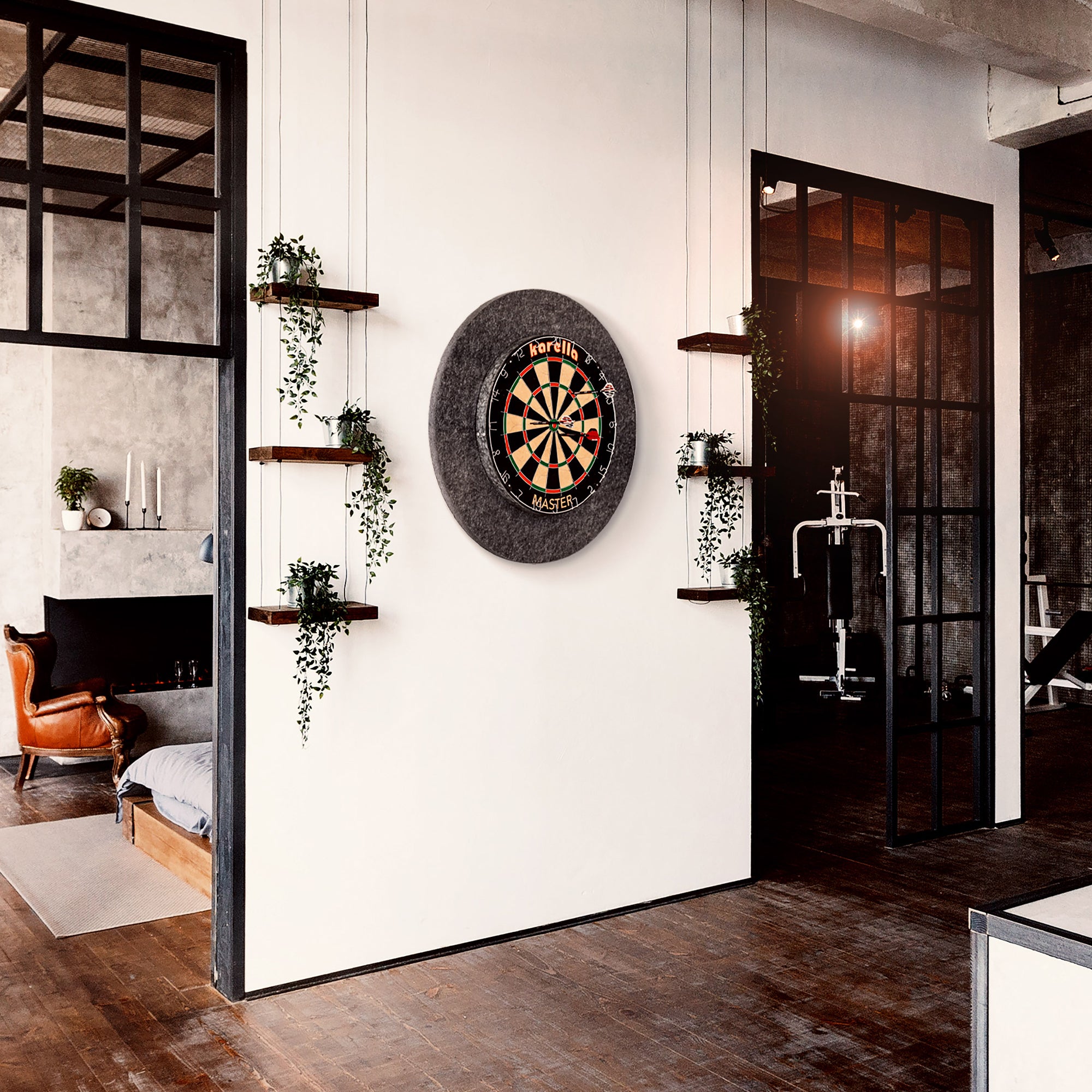Karella - Schallschutz für Steeldartboards mit integriertem Surround/Auffangring