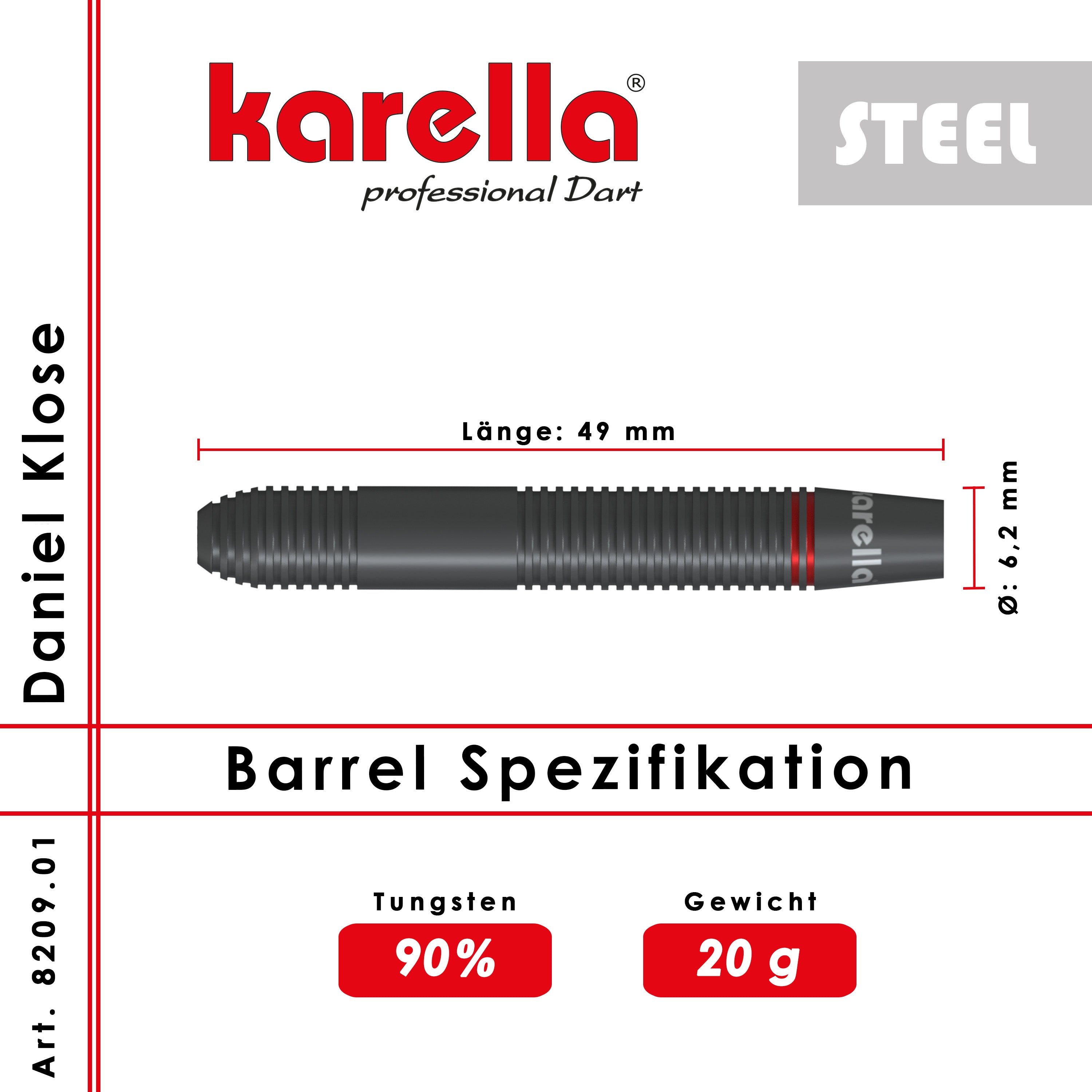 Karella - Steeldart - Daniel Klose 90% Tungsten