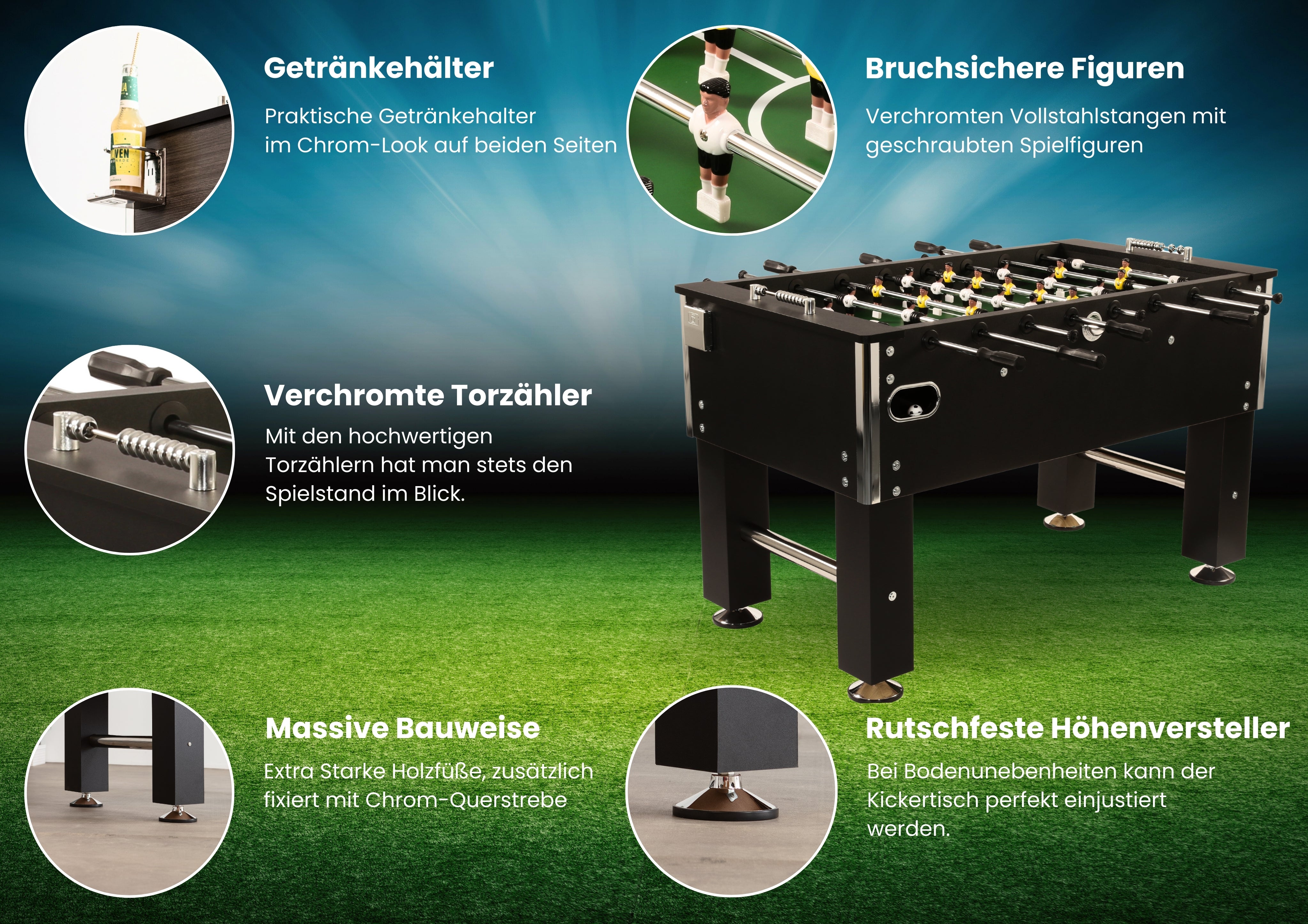 Tischkicker Profi Soccer Deluxe in schwarz