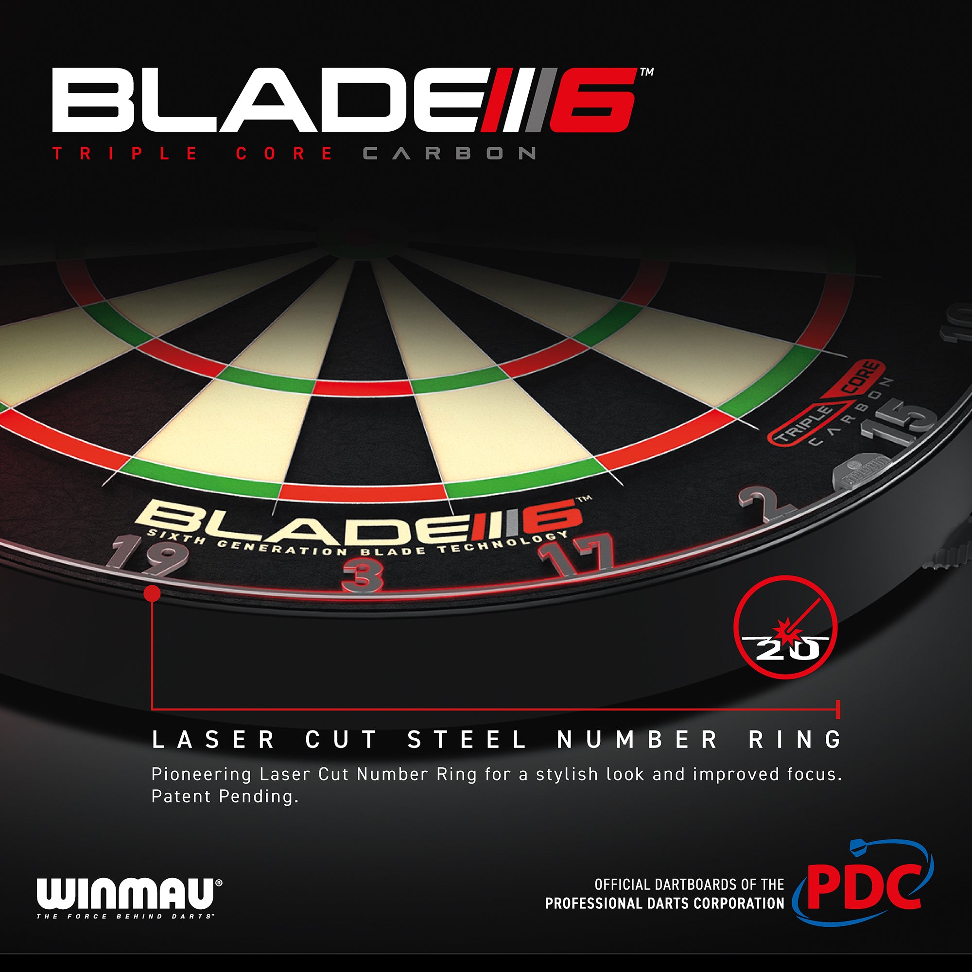 Winmau - Dartboard - Blade 6 Triple Core Carbon PDC