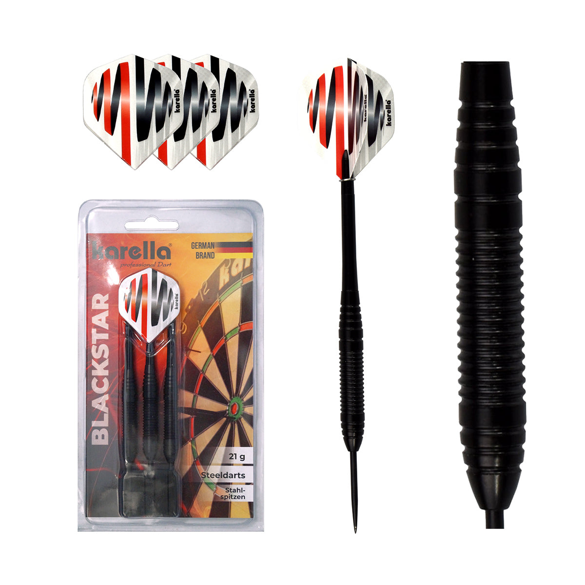 Karella - Dartset - Winner Blackstar - Steeldart inkl. Dartcase