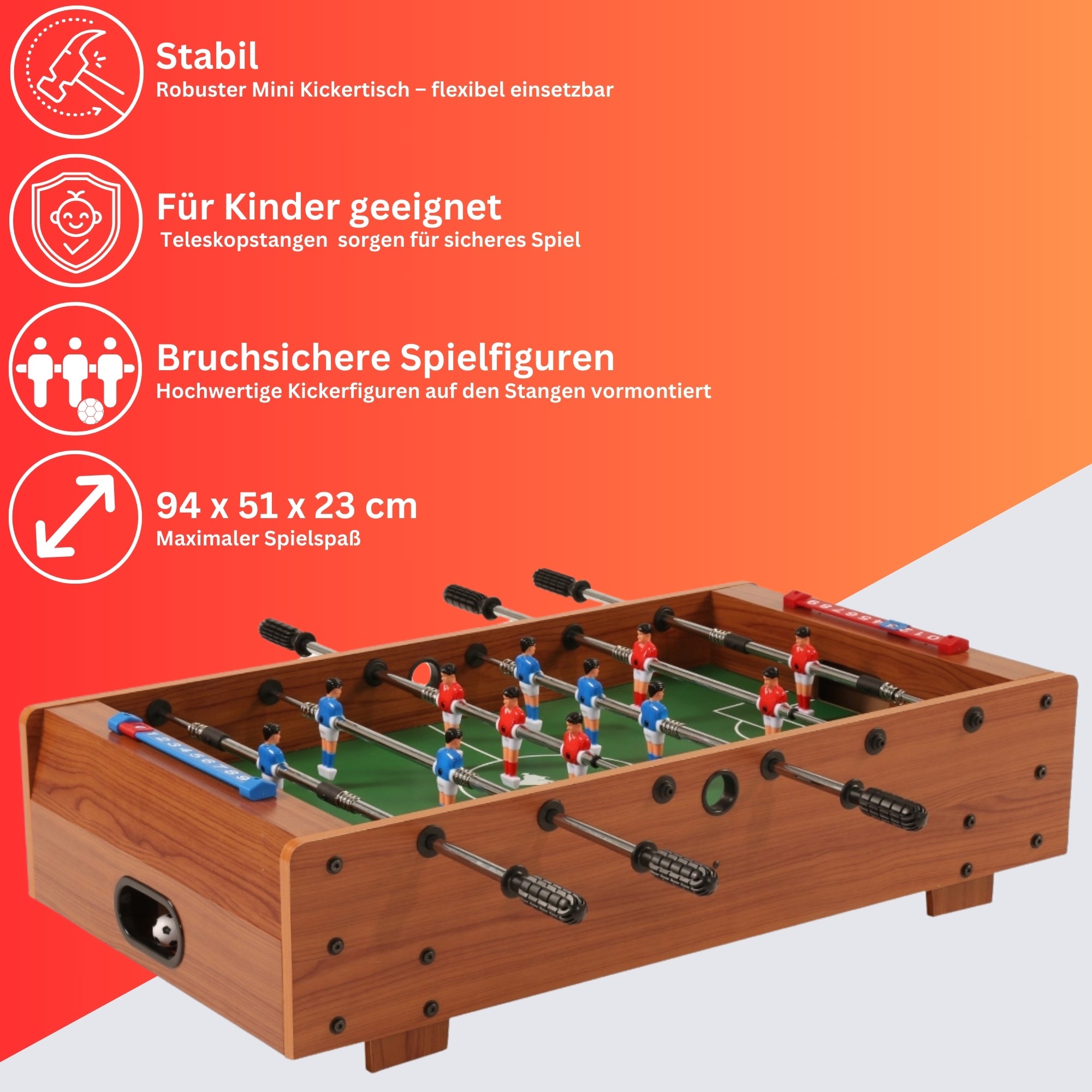 Mini-Kicker Bandito mit Teleskopstangen Tischaufleger 94 x 51 x 23 cm