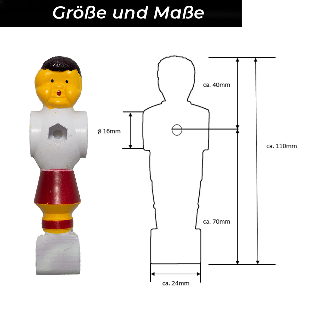 Bandito - Kickerfigur Champion weißt/rot für 16 mm Kickerstangen (11St.)