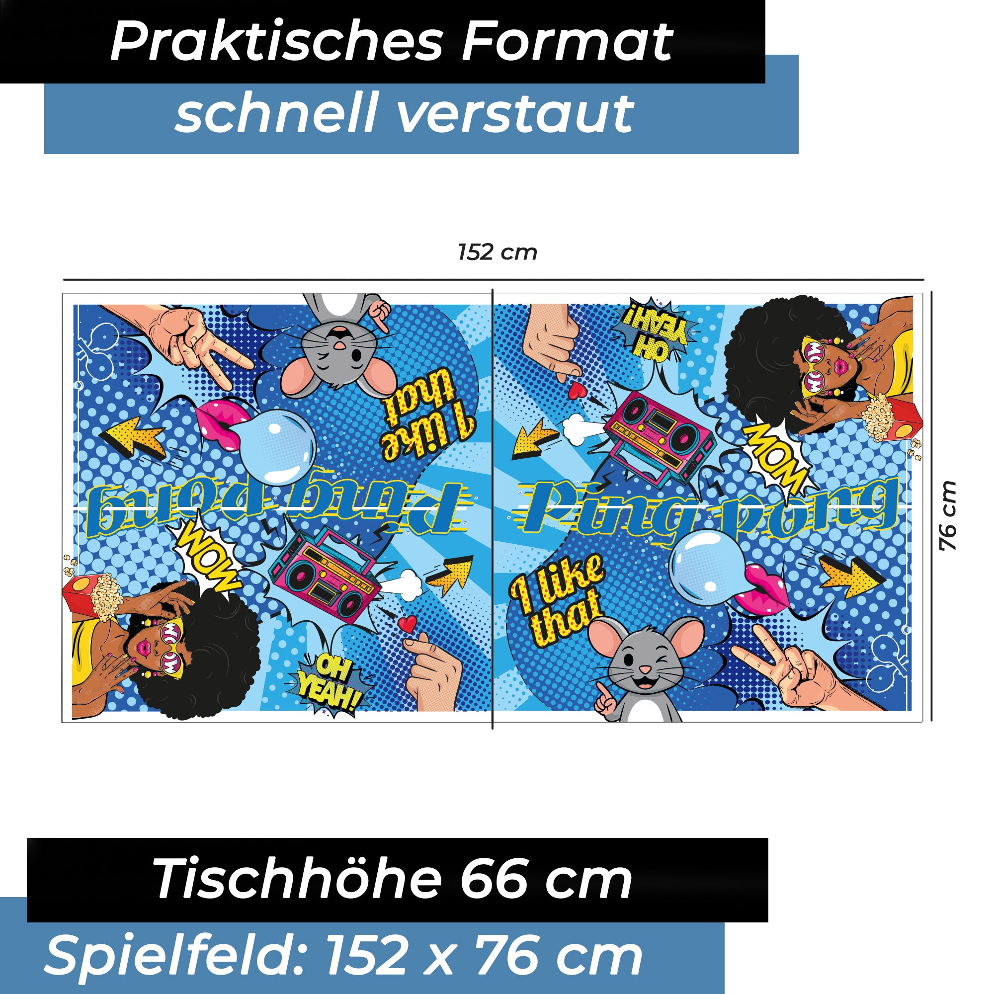 Bandito – Mini-Tischtennisplatte Comic Style, klappbar