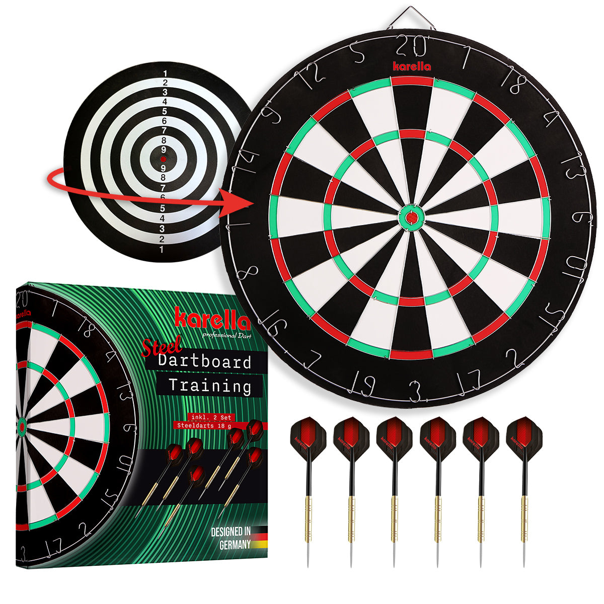 Karella - Dartboard Training Set inkl. 2 Set Darts 